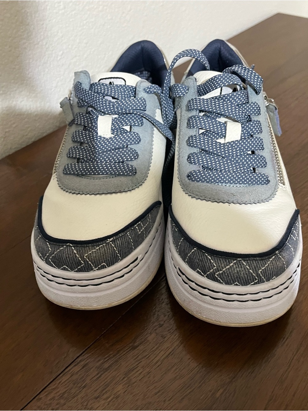 Alegria White and Blue Casual Sneakers